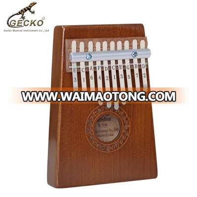 Gecko Factory supply K10S Wholesale Musical Instrument Thumb Piano 10 Keys Mahonogy Kalimba musical instrument